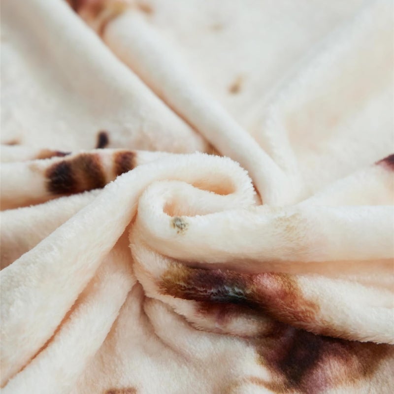 BEIIELA Tortilla Blanket Food Creations Blanket Fun Novelty Double Sided Taco Pattern Soft Flannel Throw Blanket Warp Adults Kids Dia 60 inch - Image 4